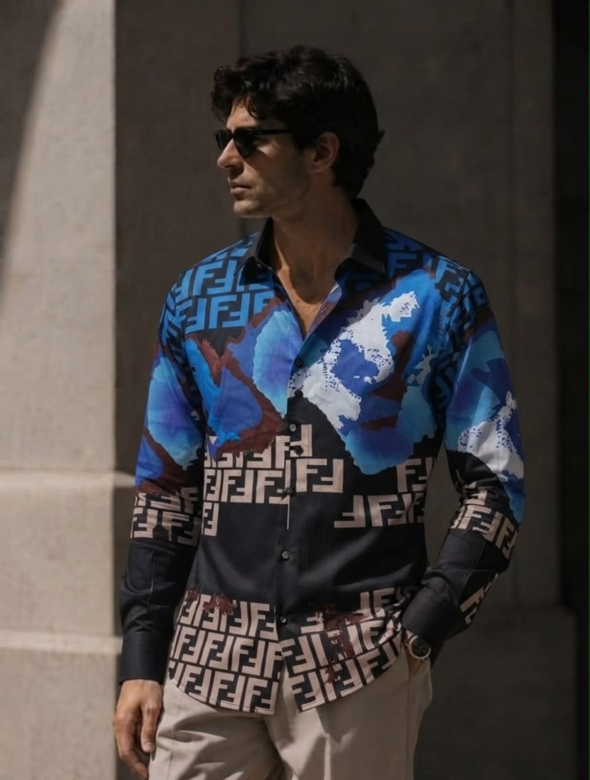 Blue Patterned Shirt - Under Attack