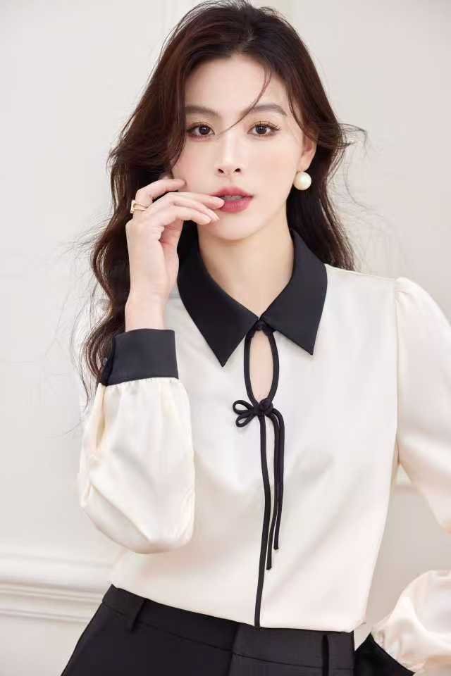 Bow Full Sleeves Stretchable Top - BEIGE - Under Attack