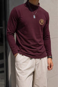 Burgundy Crest Mock Neck Sweatshirt - Under Attack