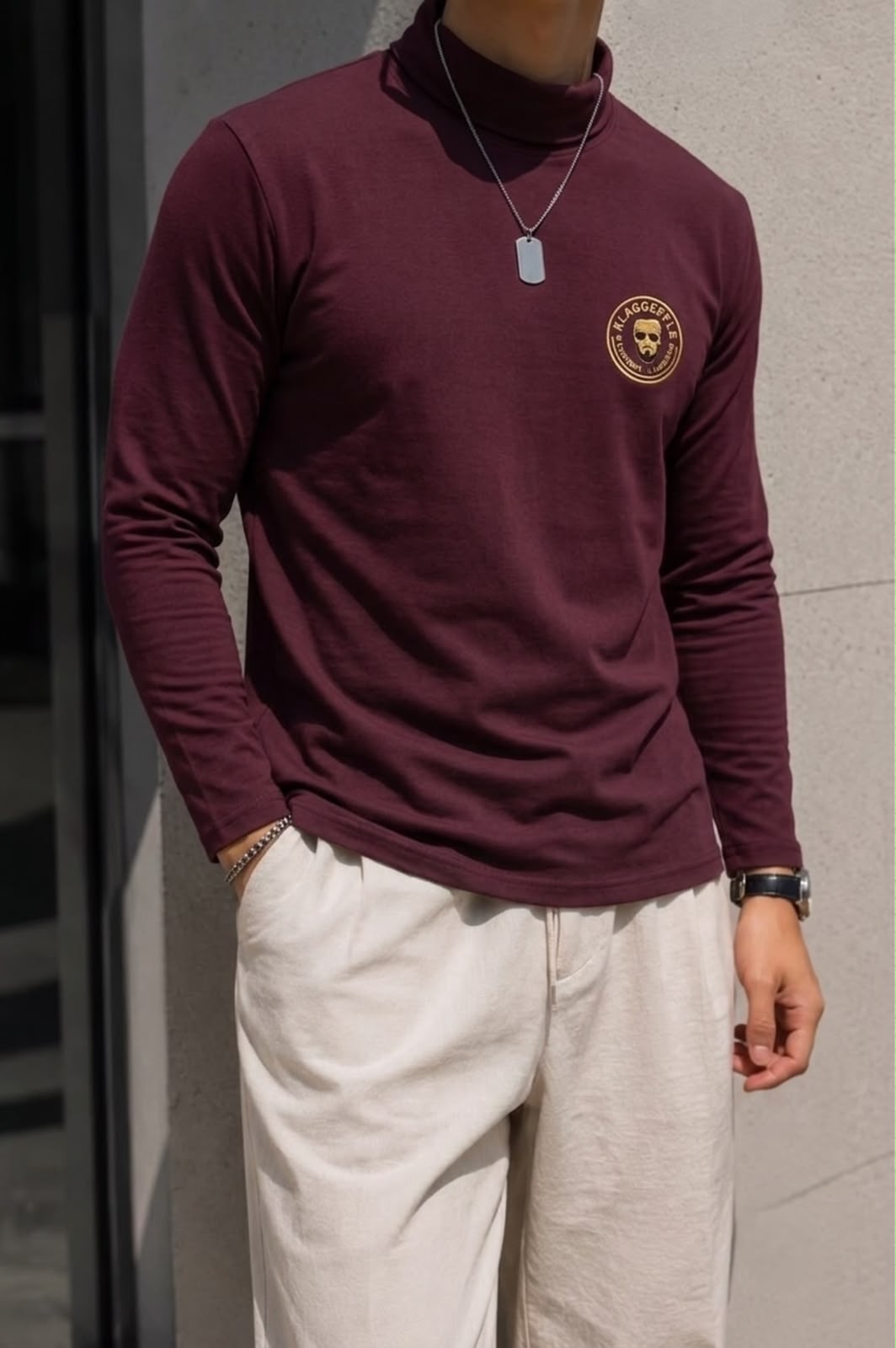 Burgundy Crest Mock Neck Sweatshirt - Under Attack