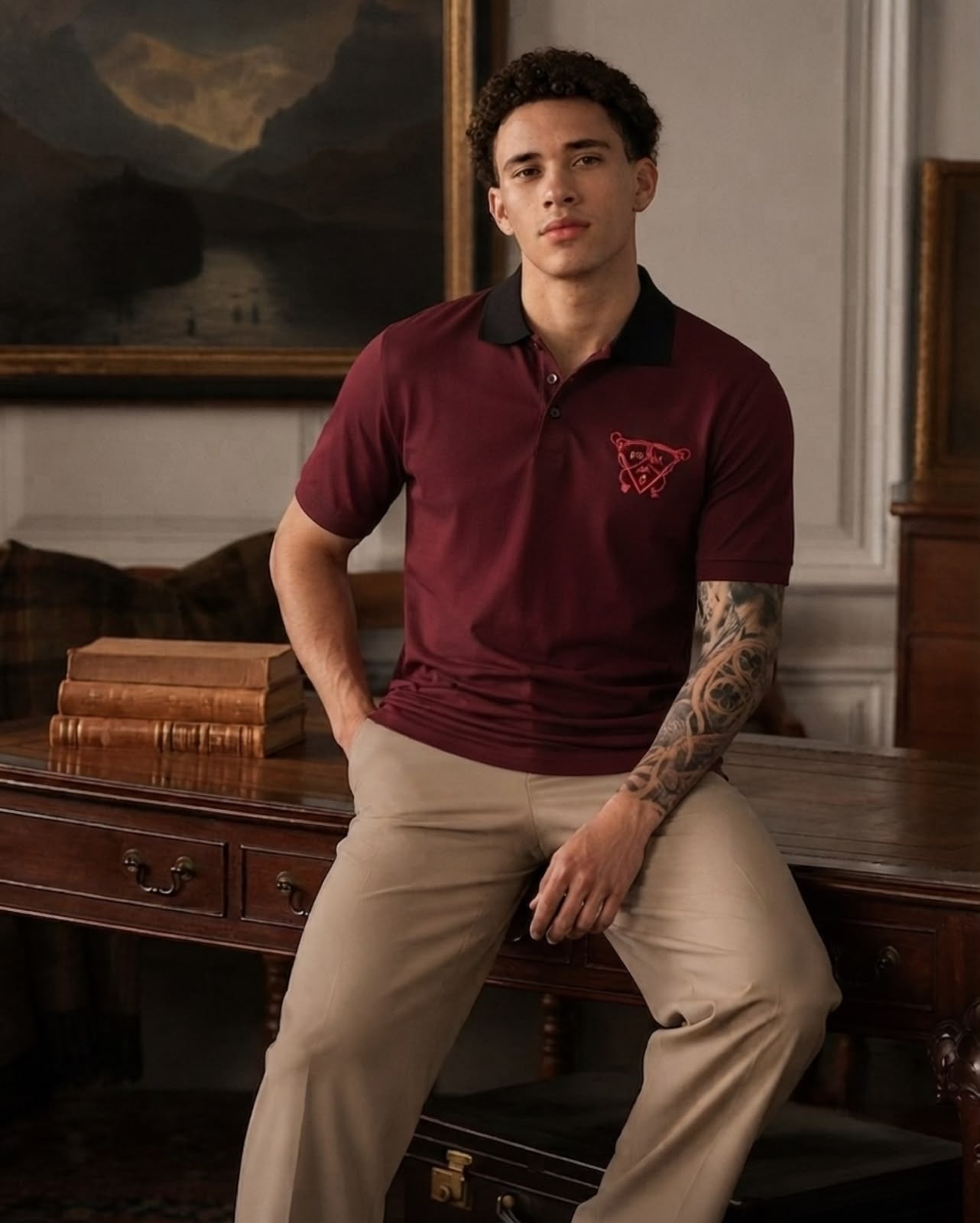 Burgundy Crest Polo Tshirt - Under Attack