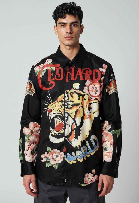 CEDHARD TIGER PRINT SHIRT- BLACK - Under Attack