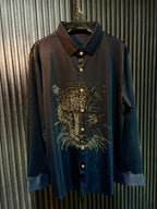 Cheetah Jacquard Shirt - NAVY - Under Attack