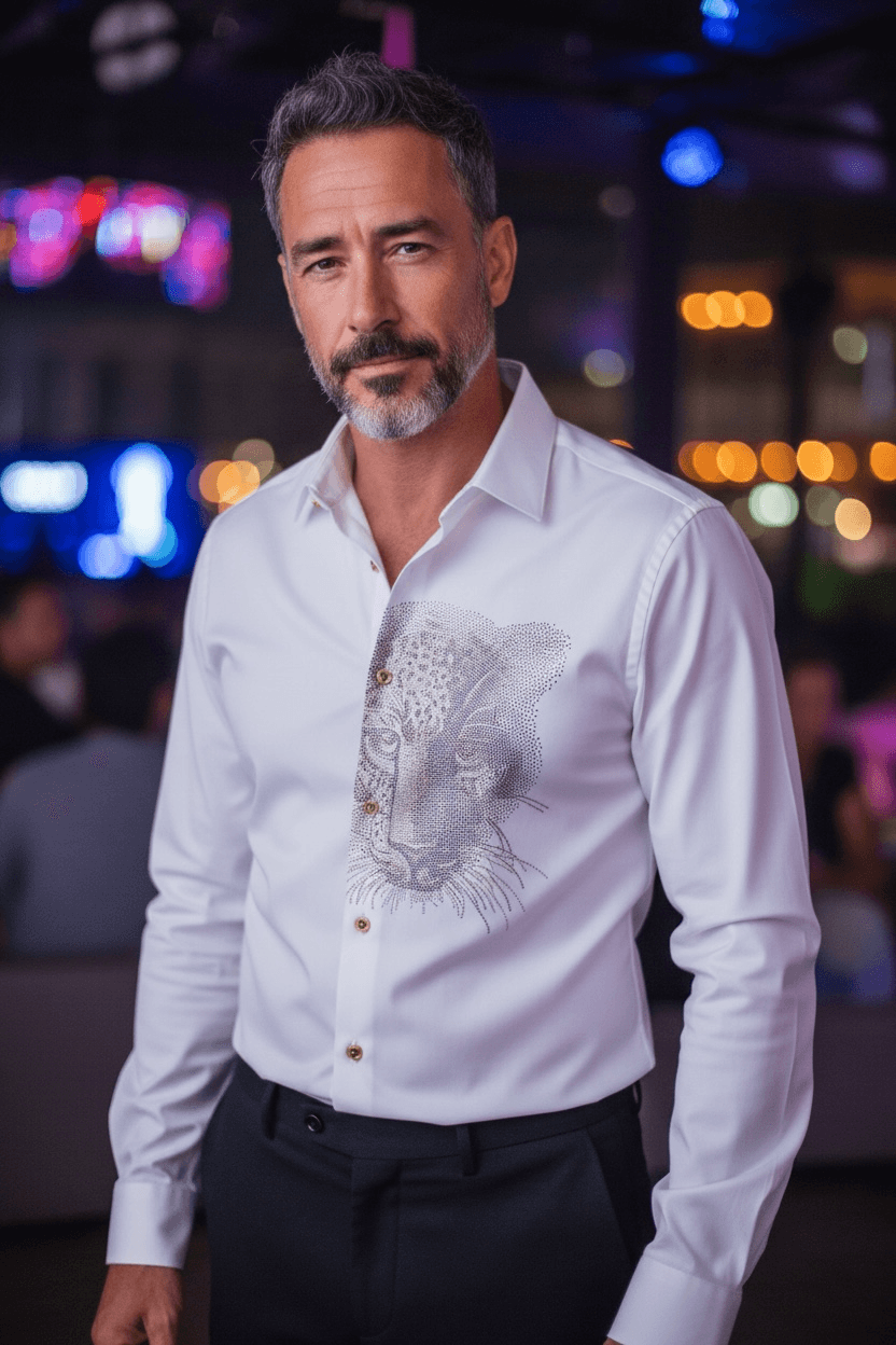 Cheetah Jacquard Shirt - WHITE - Under Attack