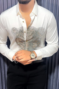 Cheetah Royal Jacquard Shirt - WHITE