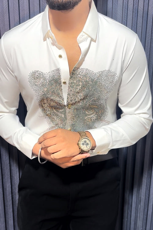 Cheetah Jacquard Shirt - WHITE - Under Attack