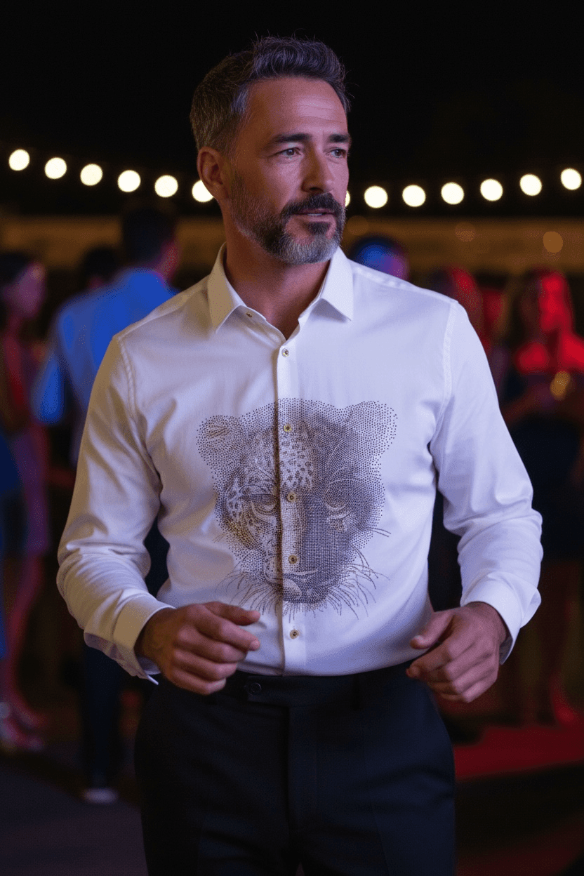 Cheetah Jacquard Shirt - WHITE - Under Attack