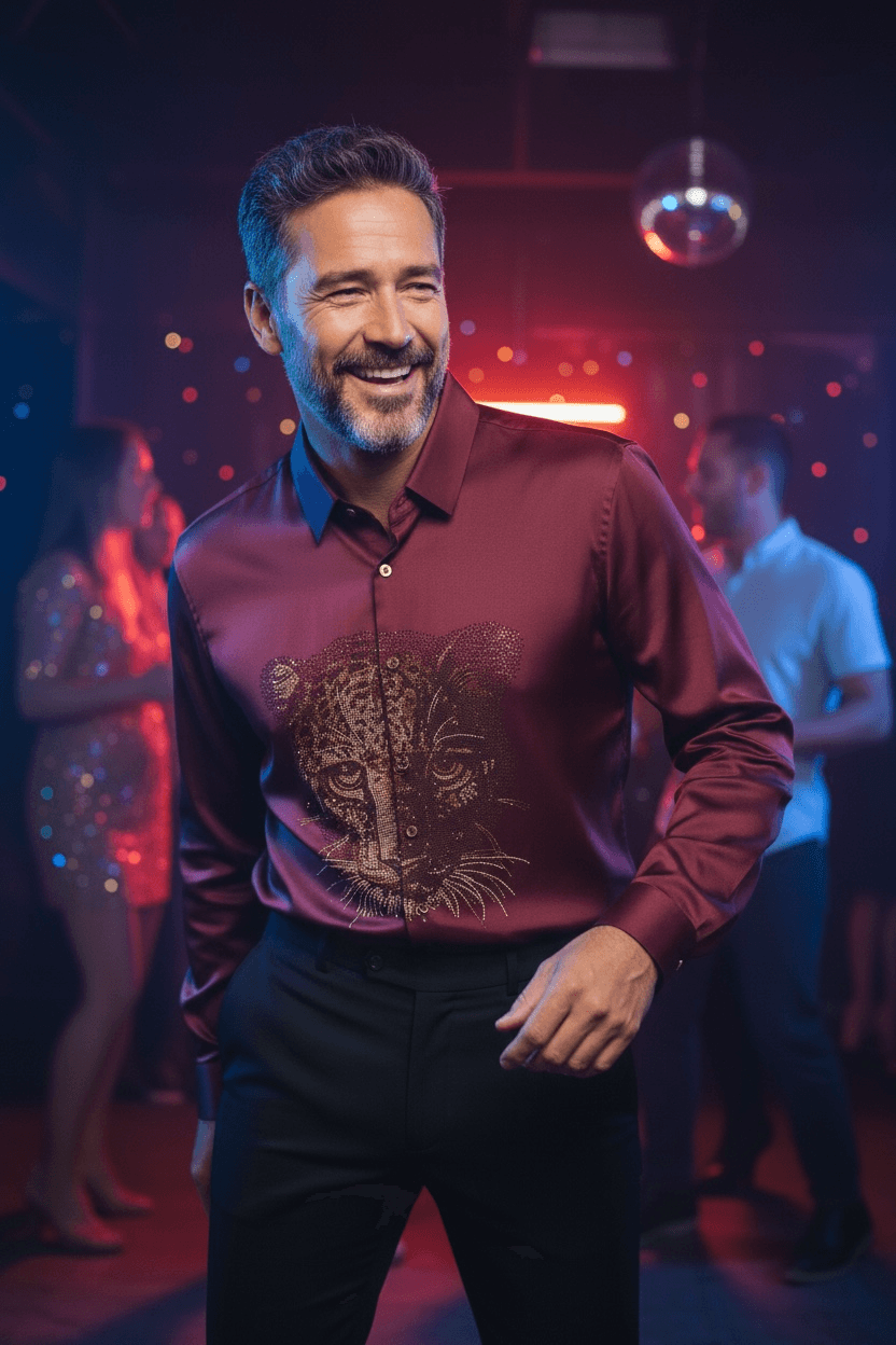 Cheetah Jacquard Shirt - WINE - Under Attack