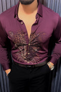 Cheetah Jacquard Shirt - WINE - Under Attack