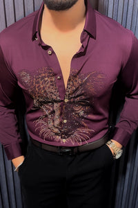 Cheetah Royal Jacquard Shirt - WINE