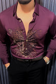 Cheetah Jacquard Shirt - WINE - Under Attack