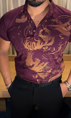 Cheetah Roar Half Sleeves Polo Tshirt - Wine - Under Attack