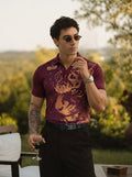 Cheetah Roar Half Sleeves Polo Tshirt - Wine - Under Attack