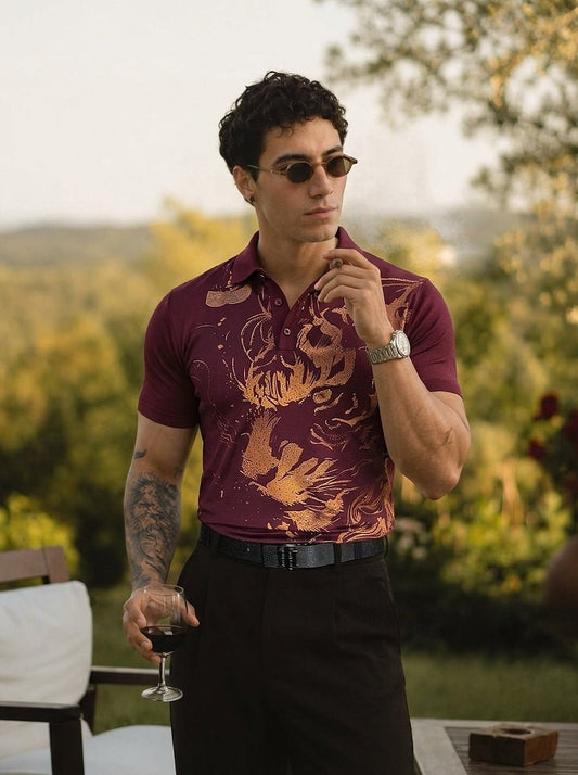 Cheetah Roar Half Sleeves Polo Tshirt - Wine - Under Attack