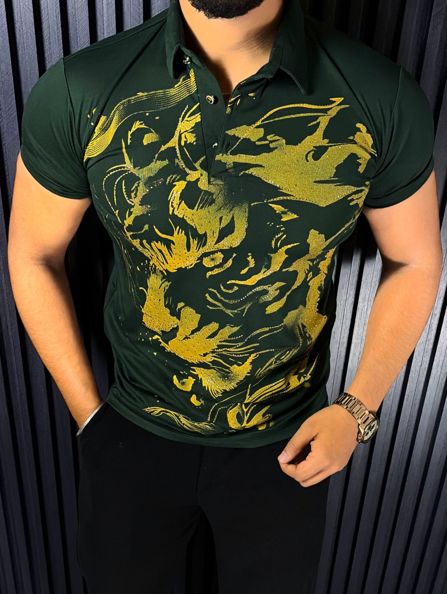 Cheetah Roar Half Sleeves Tshirt - Green - Under Attack
