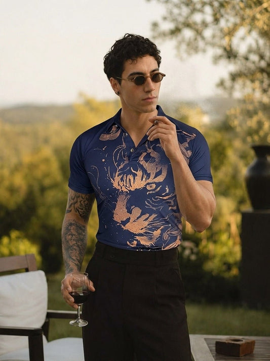 Cheetah Roar Half Sleeves Tshirt - Navy - Under Attack
