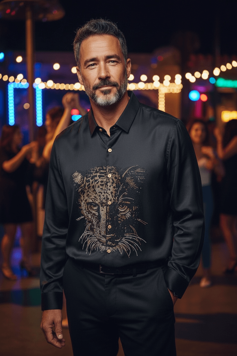 Cheetah Royal Jacquard Shirt - BLACK - Under Attack