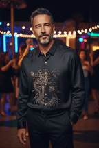 Cheetah Royal Jacquard Shirt - BLACK - Under Attack