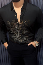 Cheetah Royal Jacquard Shirt - BLACK - Under Attack