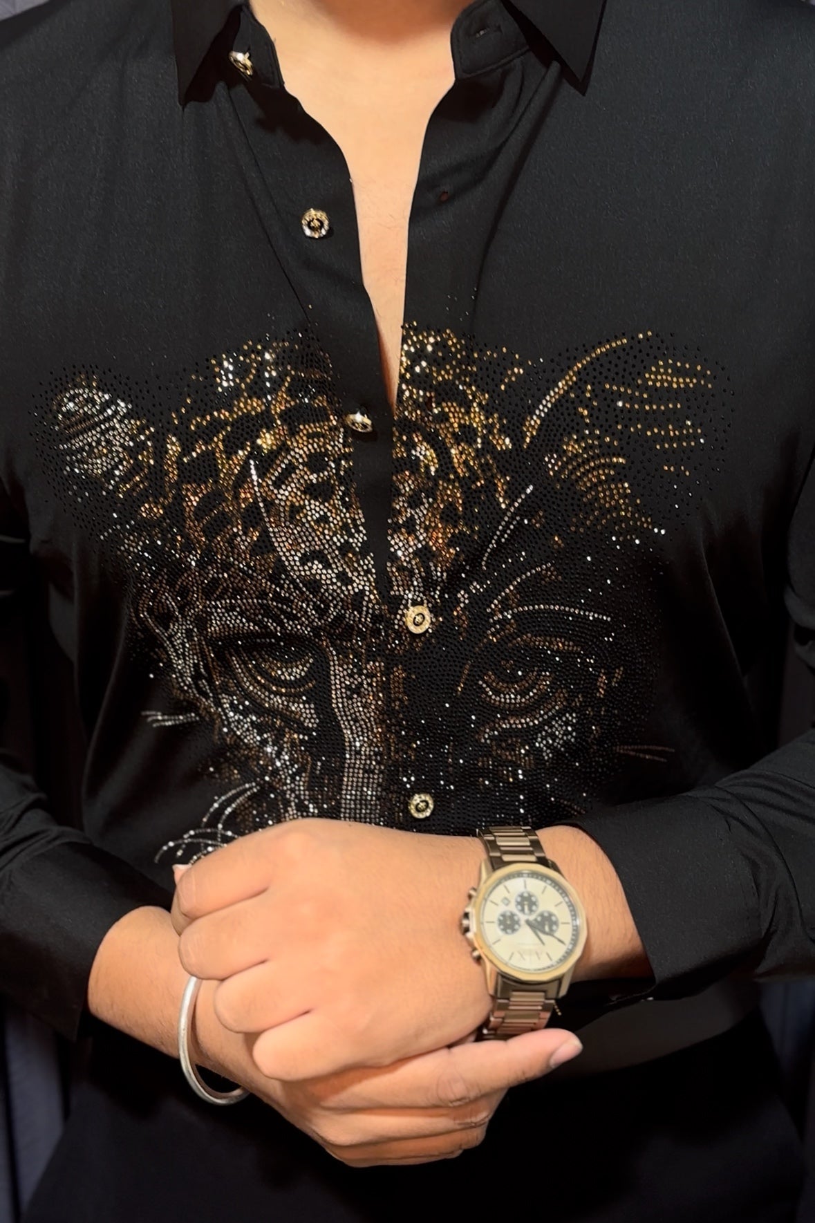 Cheetah Royal Jacquard Shirt - BLACK - Under Attack