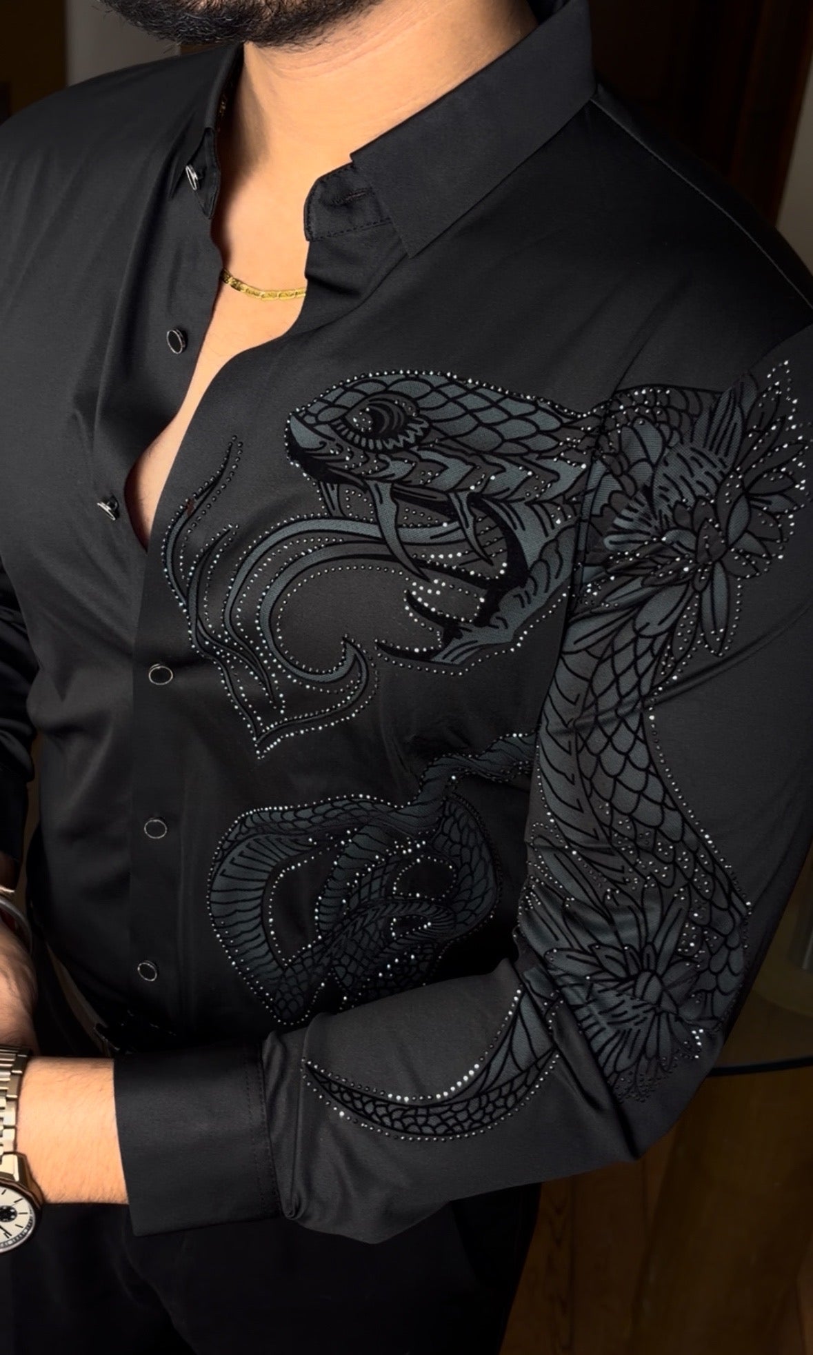 Cobra Devil Jacquard Shirt - BLACK - Under Attack