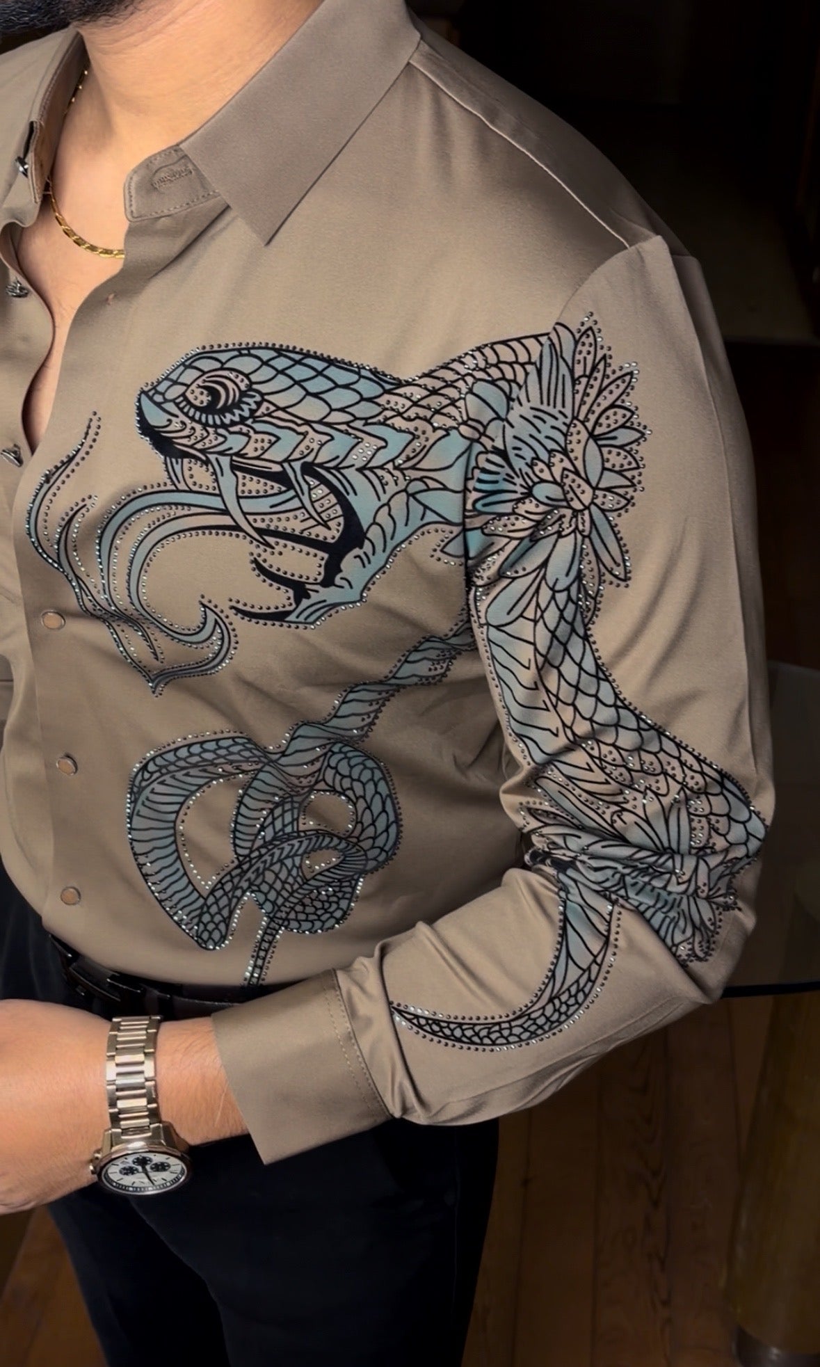 Cobra Devil Jacquard Shirt - CAMEL - Under Attack
