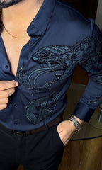 Cobra Devil Jacquard Shirt - NAVY - Under Attack