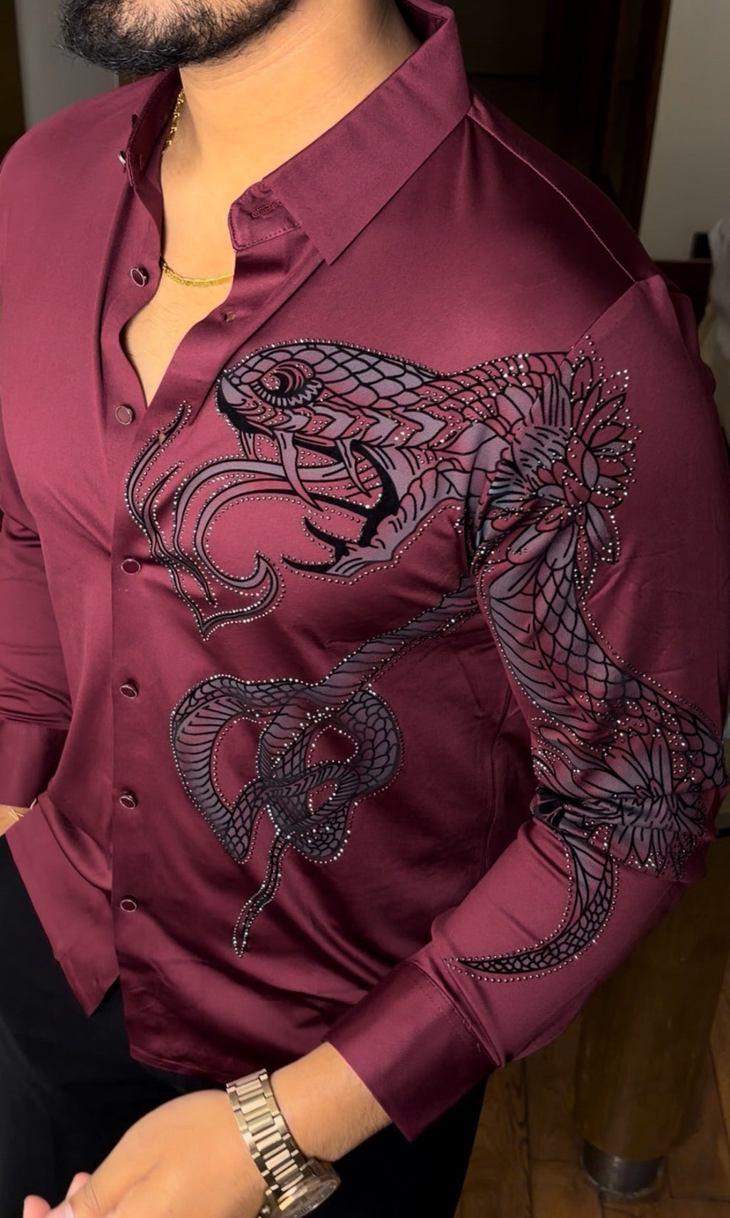 Cobra Devil Jacquard Shirt - WINE - Under Attack