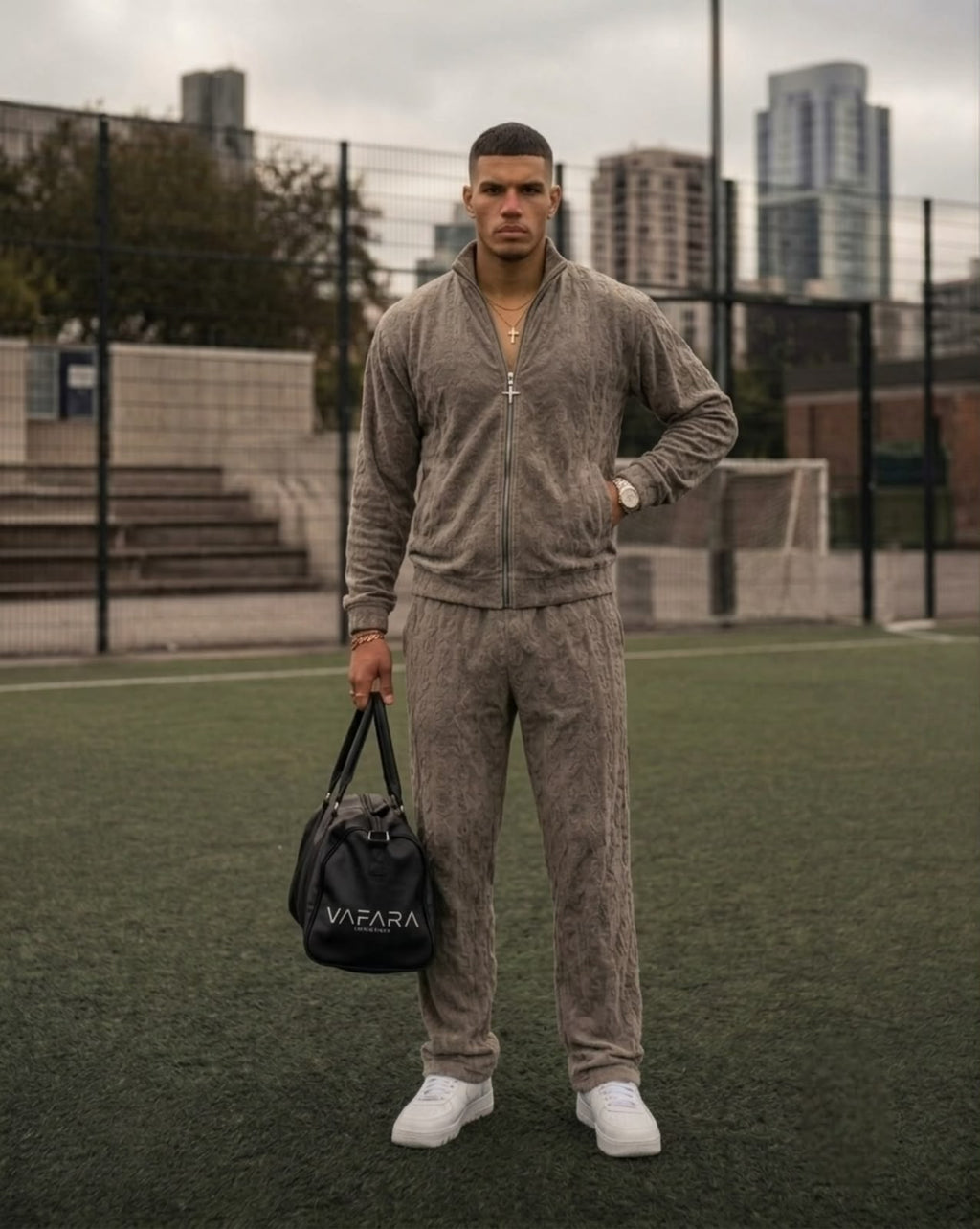 Cozy Embossed Tracksuit - camel - Under Attack