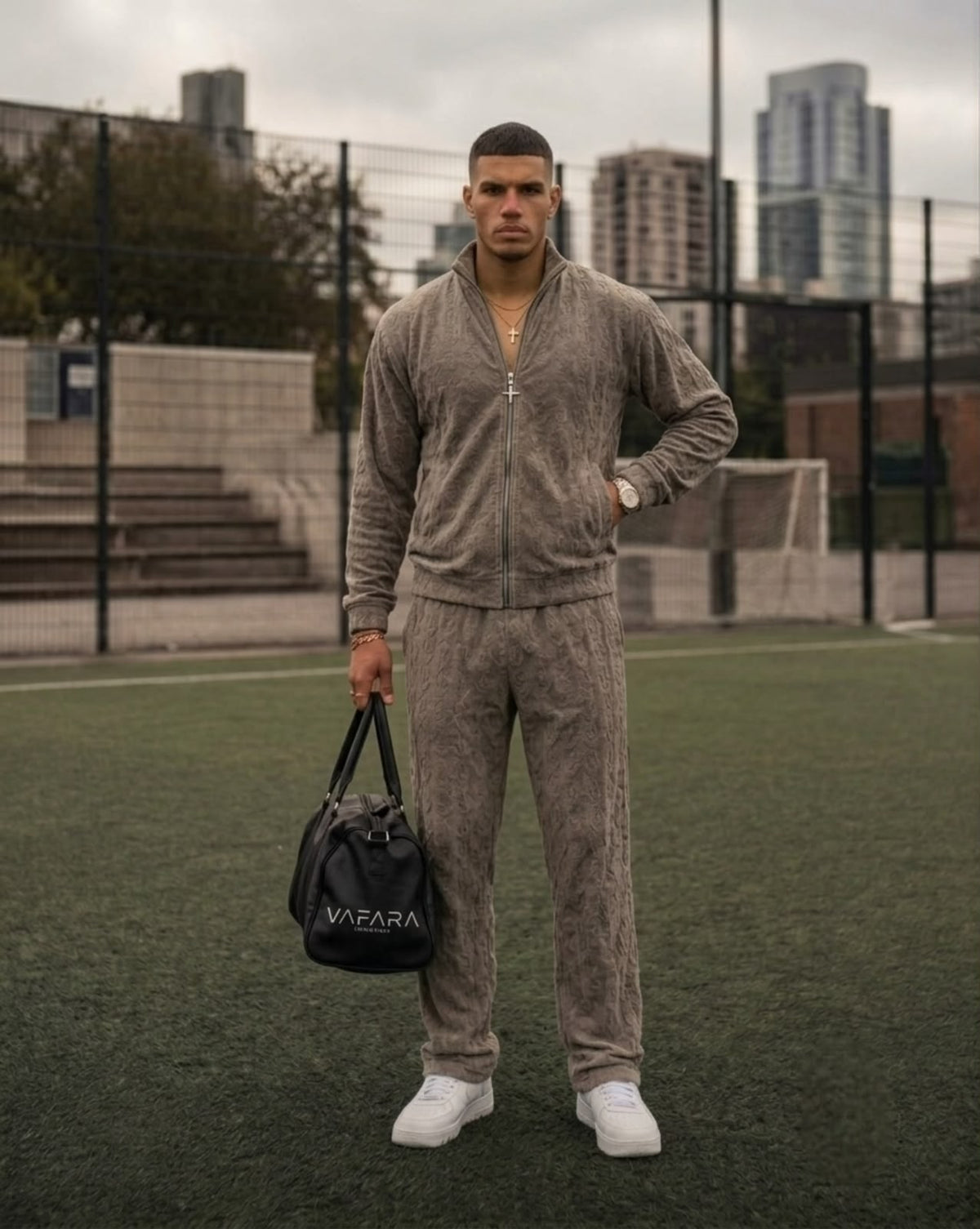 Cozy Embossed Tracksuit - camel - Under Attack