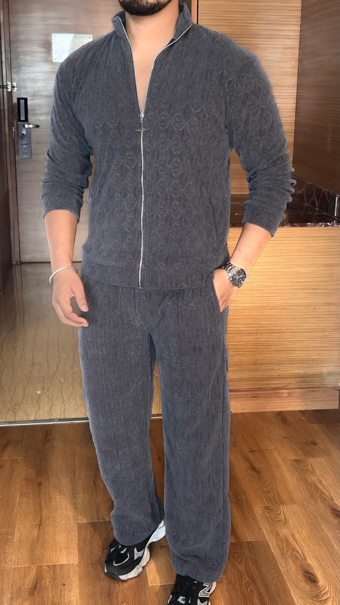 Cozy Embossed Tracksuit - Charcoal - Under Attack