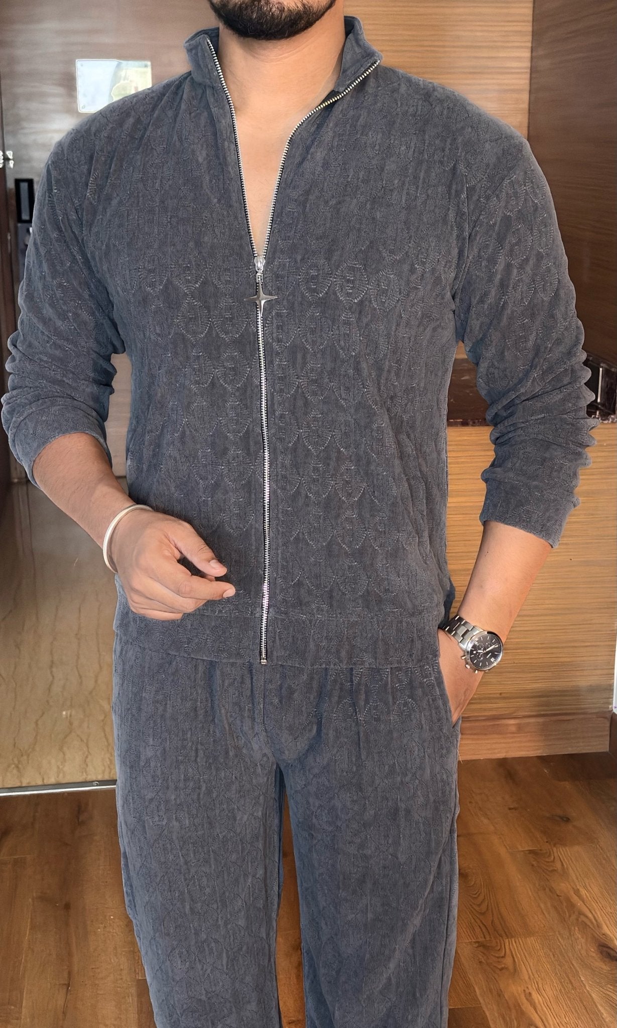 Cozy Embossed Tracksuit - Charcoal - Under Attack