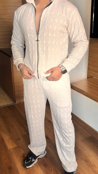 Cozy Embossed Tracksuit - White