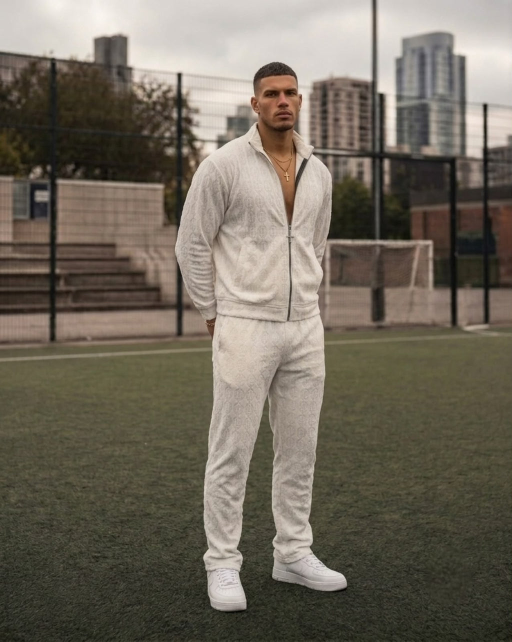 Cozy Embossed Tracksuit - White - Under Attack