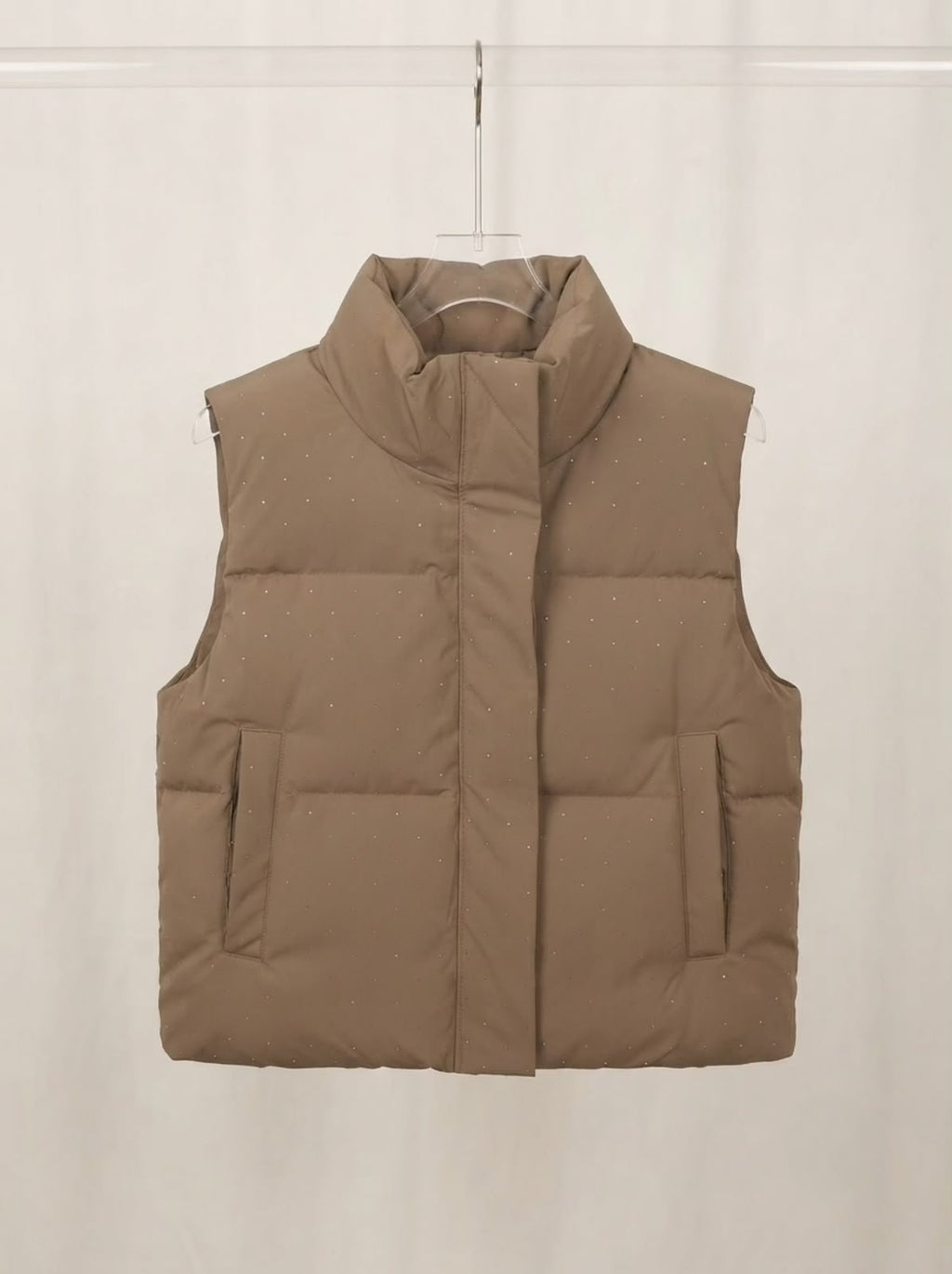 Crystal Studded Puffer Jacket - Camel - Under Attack