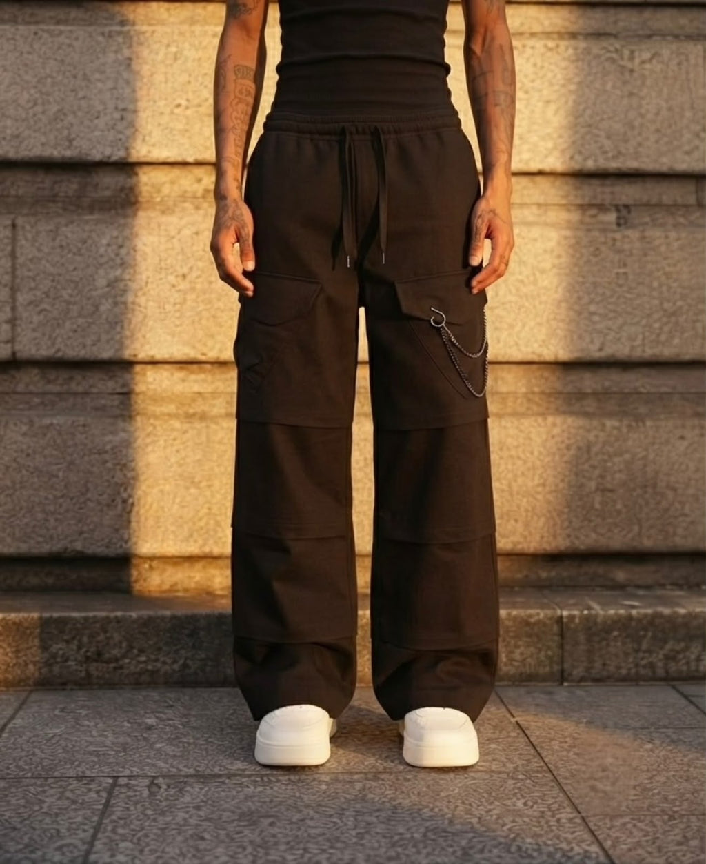 Cyberpunk Stacked Cargo Pants - Under Attack
