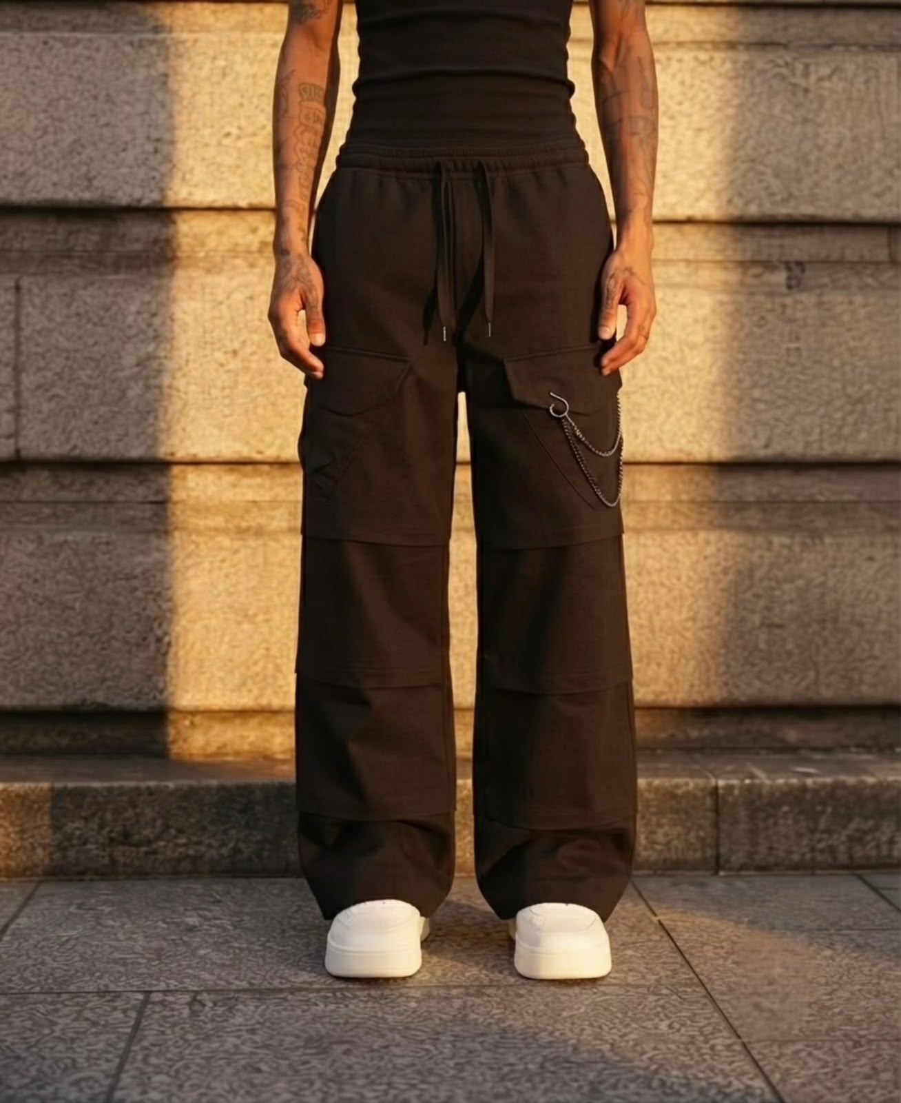 Cyberpunk Stacked Cargo Pants - Under Attack