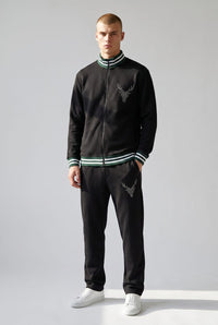 Deer luxuxry rhinestone tracksuit - black