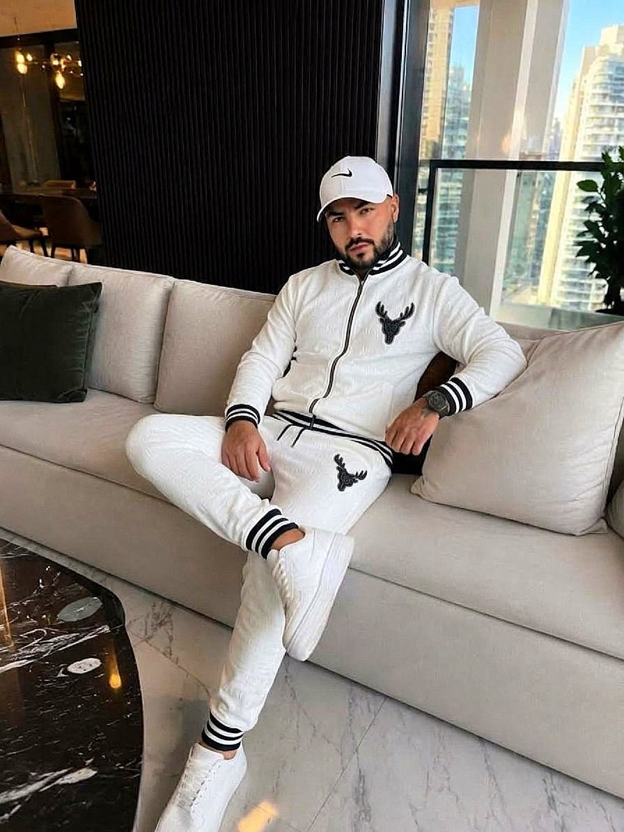 Deer luxuxry rhinestone tracksuit - white - Under Attack
