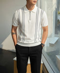 Double Stripe Knitted Tshirt - white - Under Attack