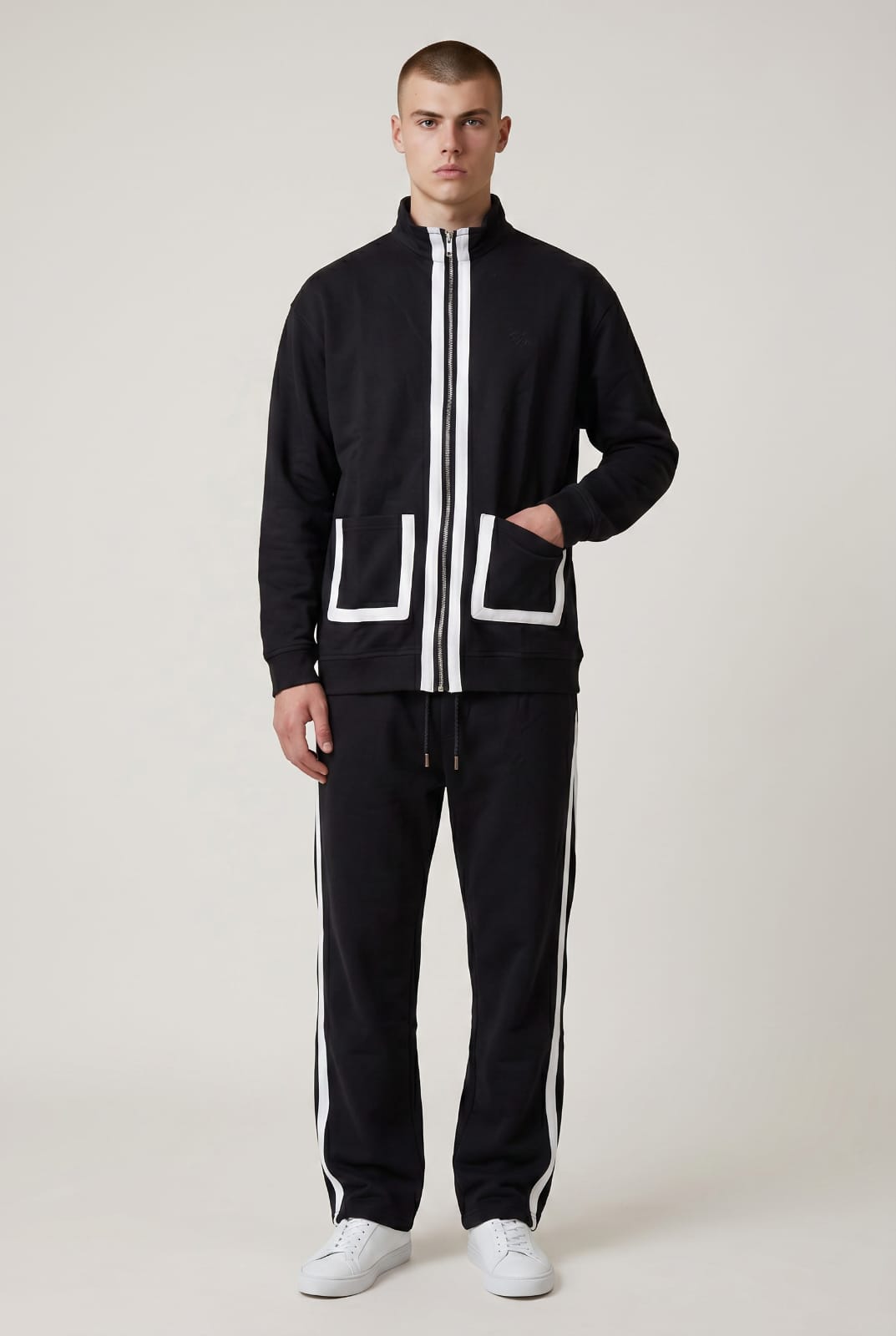 Double stripe tracksuit - black - Under Attack