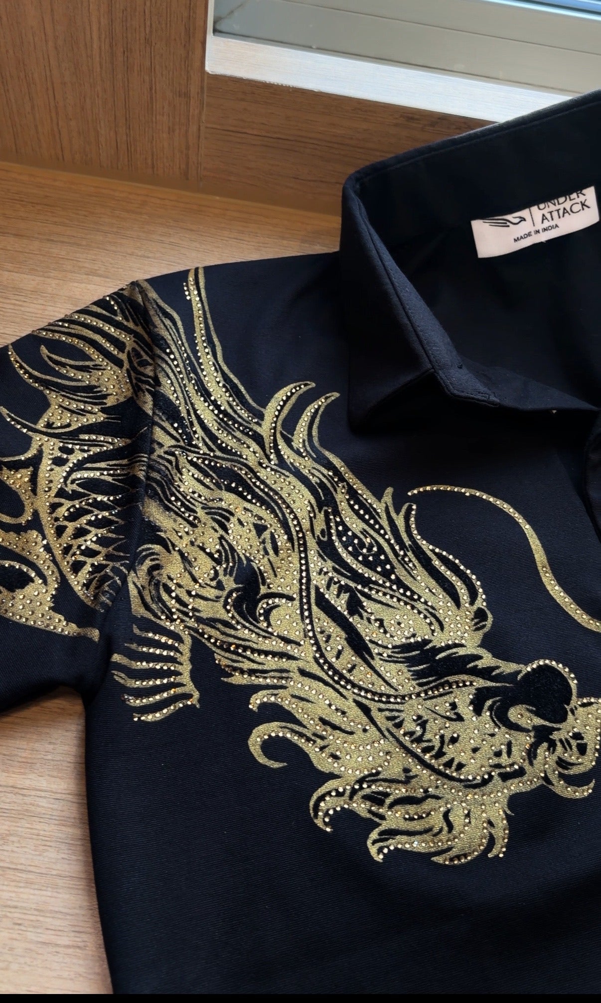 Dragon Half Sleeves Polo Tshirt - Black - Under Attack