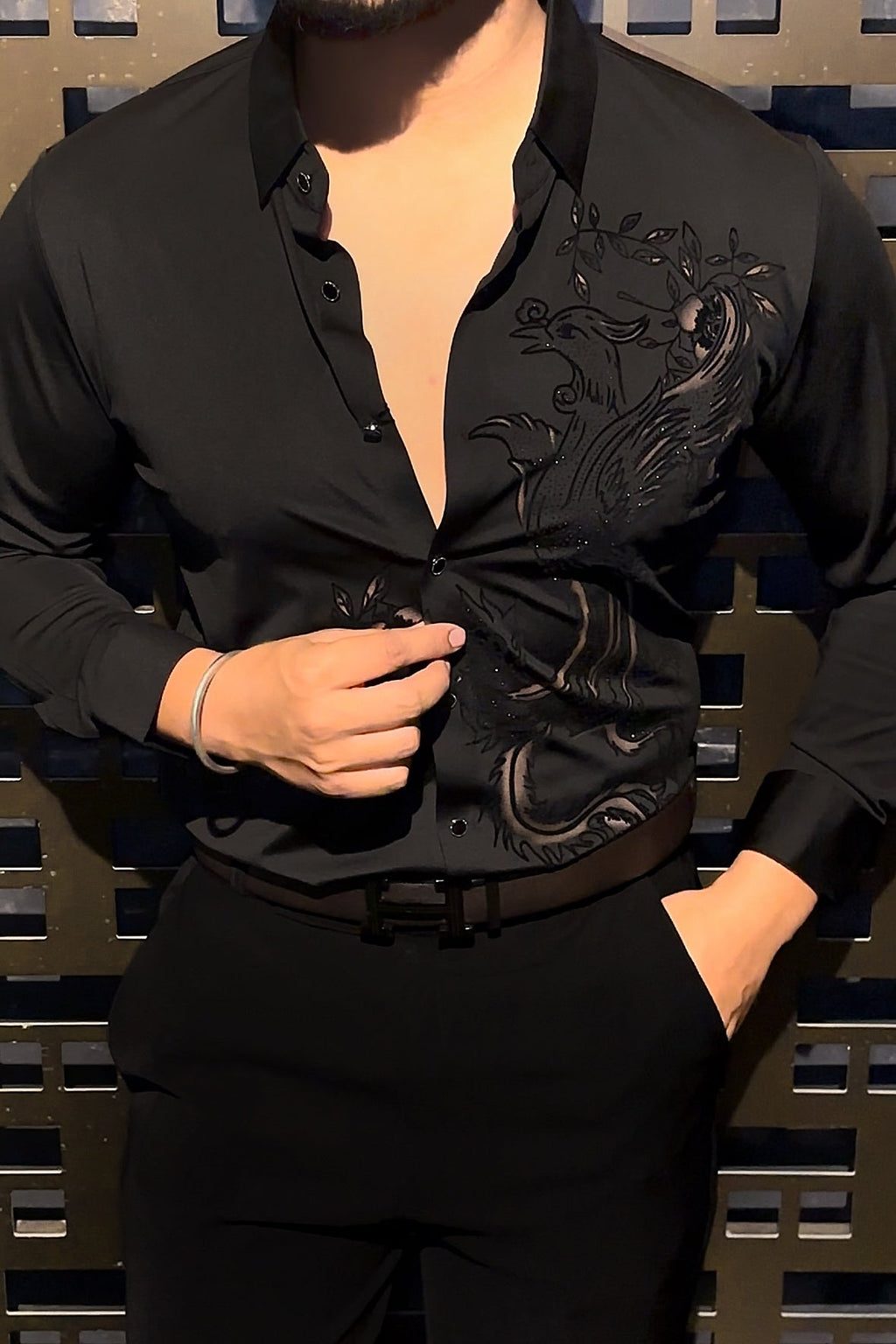 Dragonfly Royale Jacquard Shirt - BLACK - Under Attack