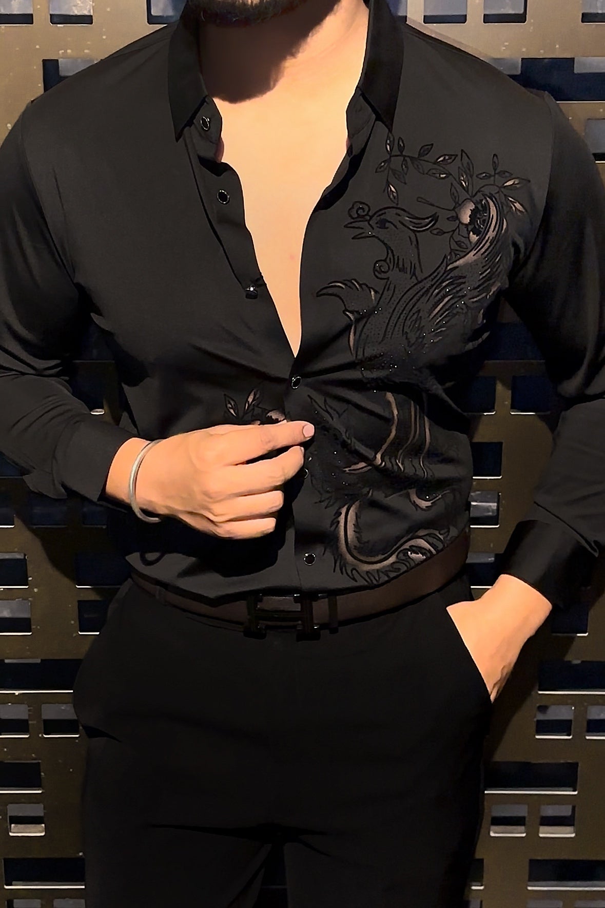Dragonfly Royale Jacquard Shirt - BLACK - Under Attack