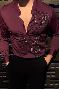 Dragonfly Jacquard Shirt - WINE