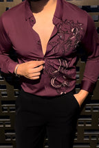 Dragonfly Royale Jacquard Shirt - WINE - Under Attack