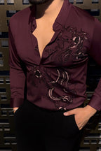Dragonfly Royale Jacquard Shirt - WINE - Under Attack
