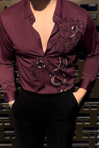 Dragonfly Royale Jacquard Shirt - WINE - Under Attack