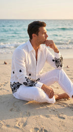 DUBAI LINEN EMBROIDERED SHIRT - WHITE - Under Attack