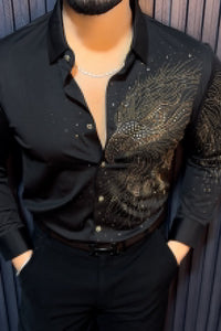 Eagle Royal Jacquard Shirt - BLACK